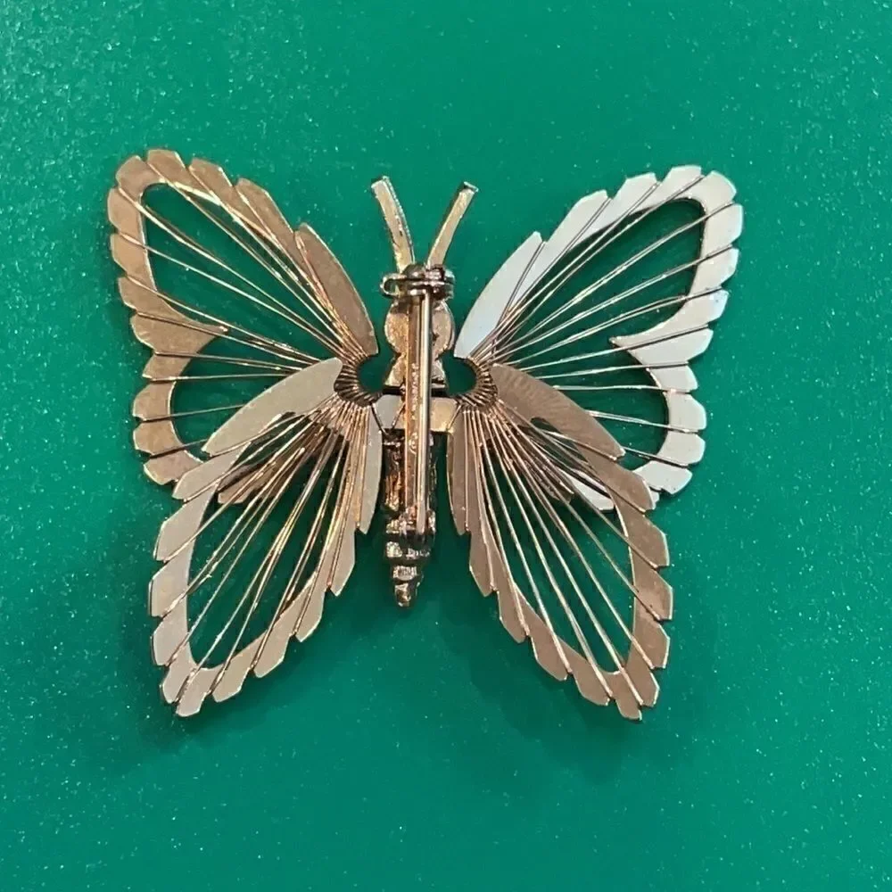 Vintage Signed Monet Butterfly Gold-tone Brooch